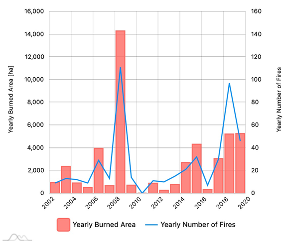 Die Anzahl der Feuer in Deztschland nahm besonders in den letzten zwei Jahren zu.