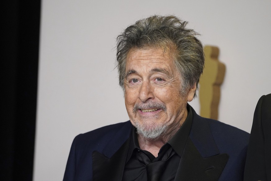 Al Pacino poses in the press room at the Oscars on Sunday, March 10, 2024, at the Dolby Theatre in Los Angeles. (Photo by Jordan Strauss/Invision/AP)