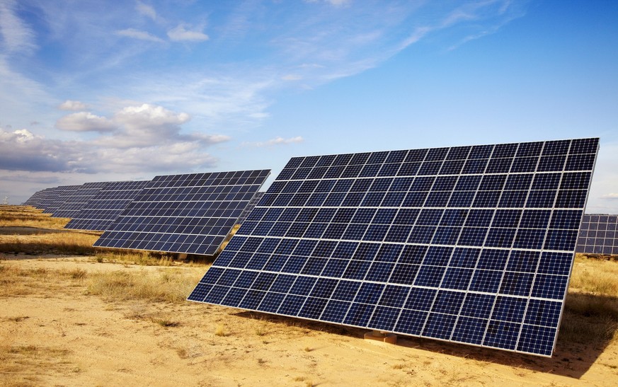 Solar panels, photovoltaics, solar power plant, Milagro, Navarre, Spain