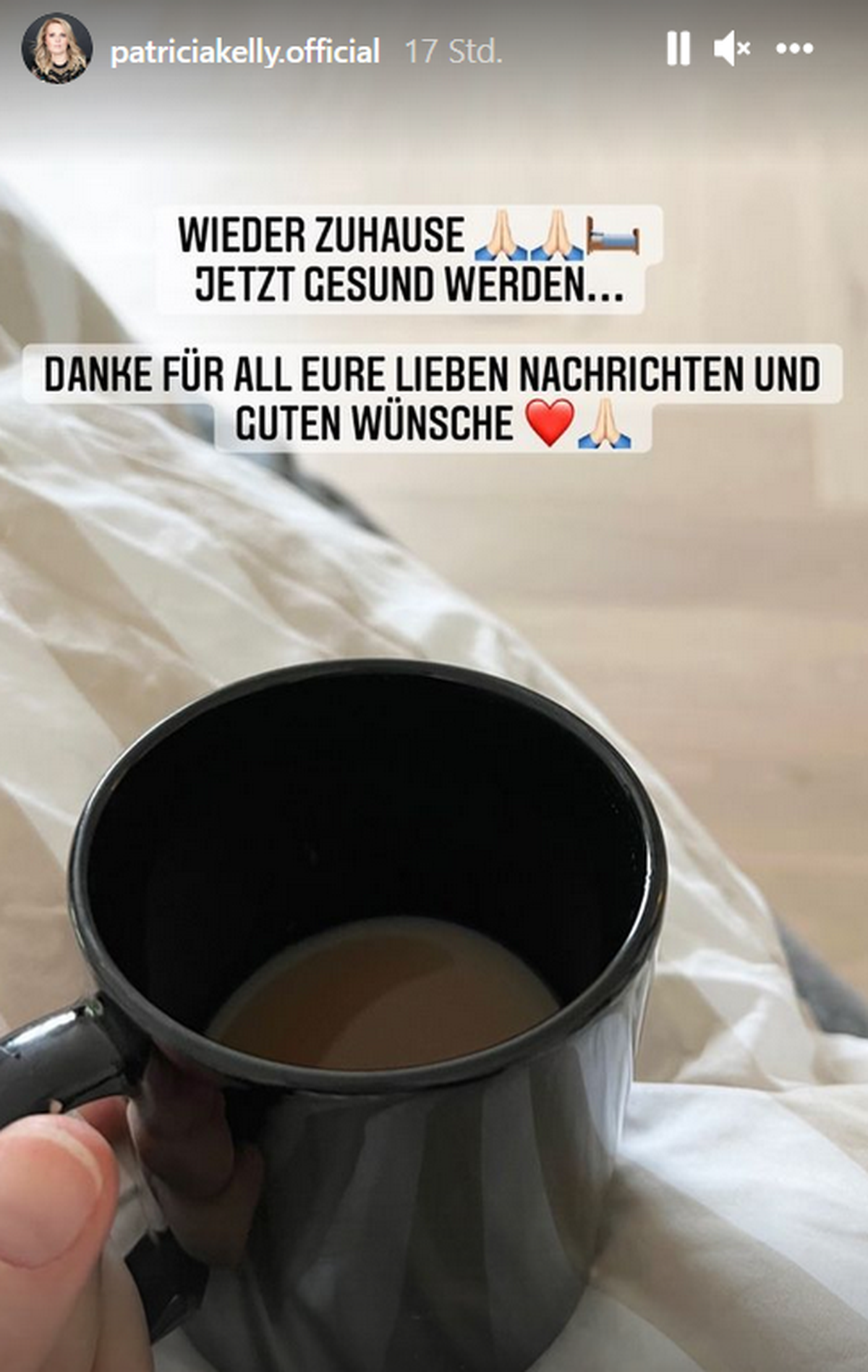 Patricia Kelly informiert ihre Fans über ihre Genesung.