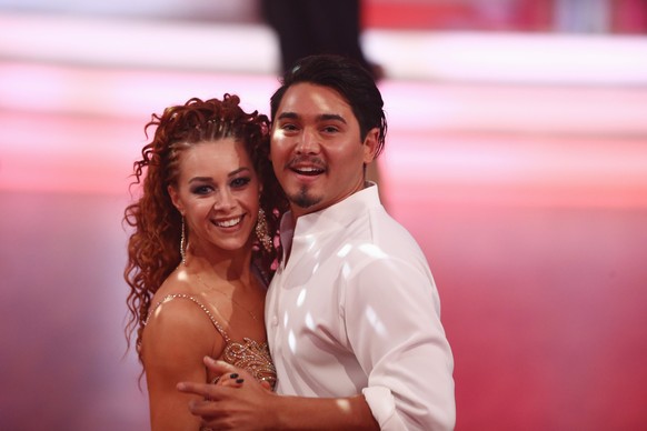 COLOGNE, GERMANY - MAY 06: Erich Klann and Oana Nechiti smile during the 8th show of the television competition &#039;Let&#039;s Dance&#039; on May 06, 2016 in Cologne, Germany. (Photo by Andreas Rent ...