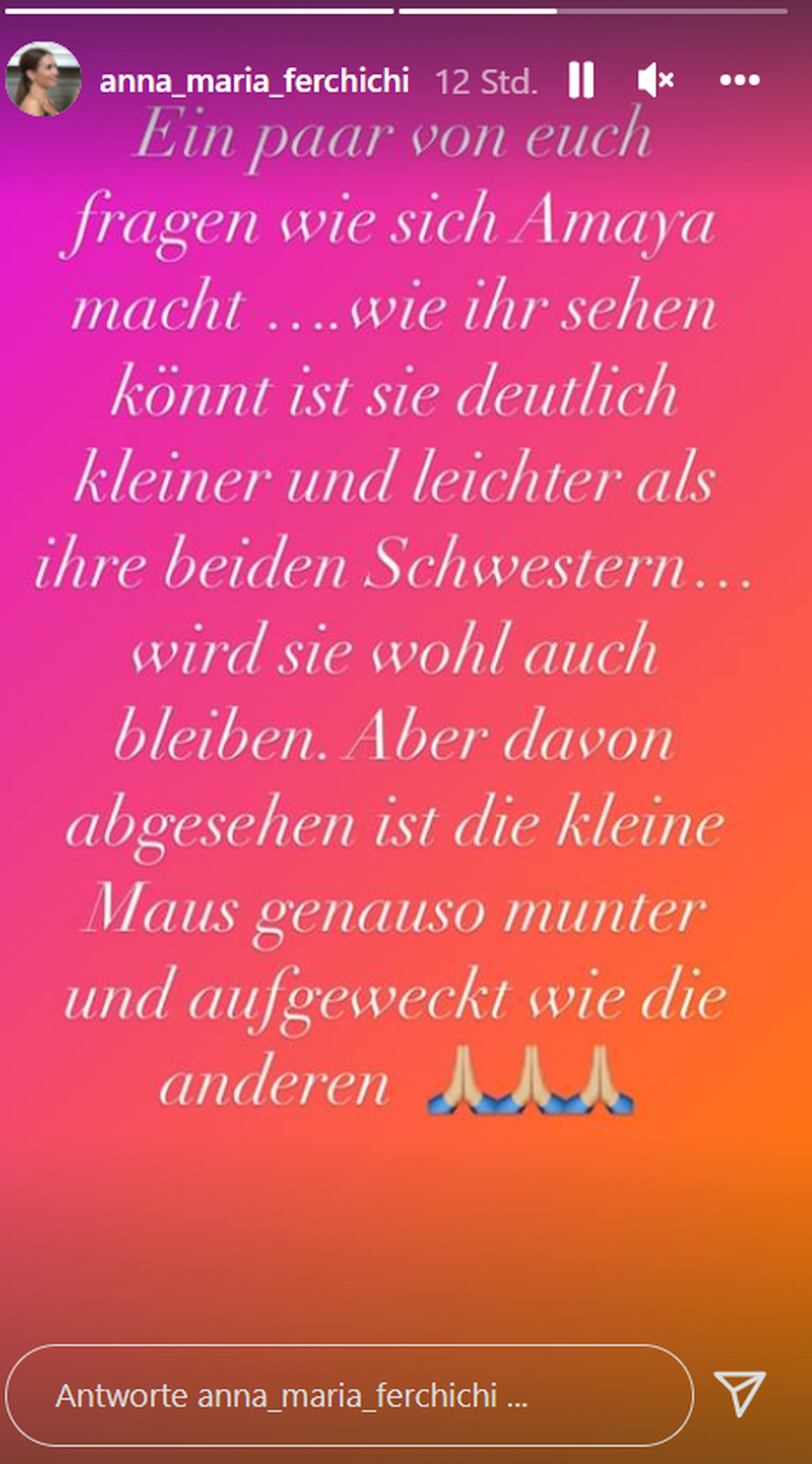Hinter ihr liegen turbulente Zeiten, die Anna-Maria mit ihren Followern auf Instagram teilte.