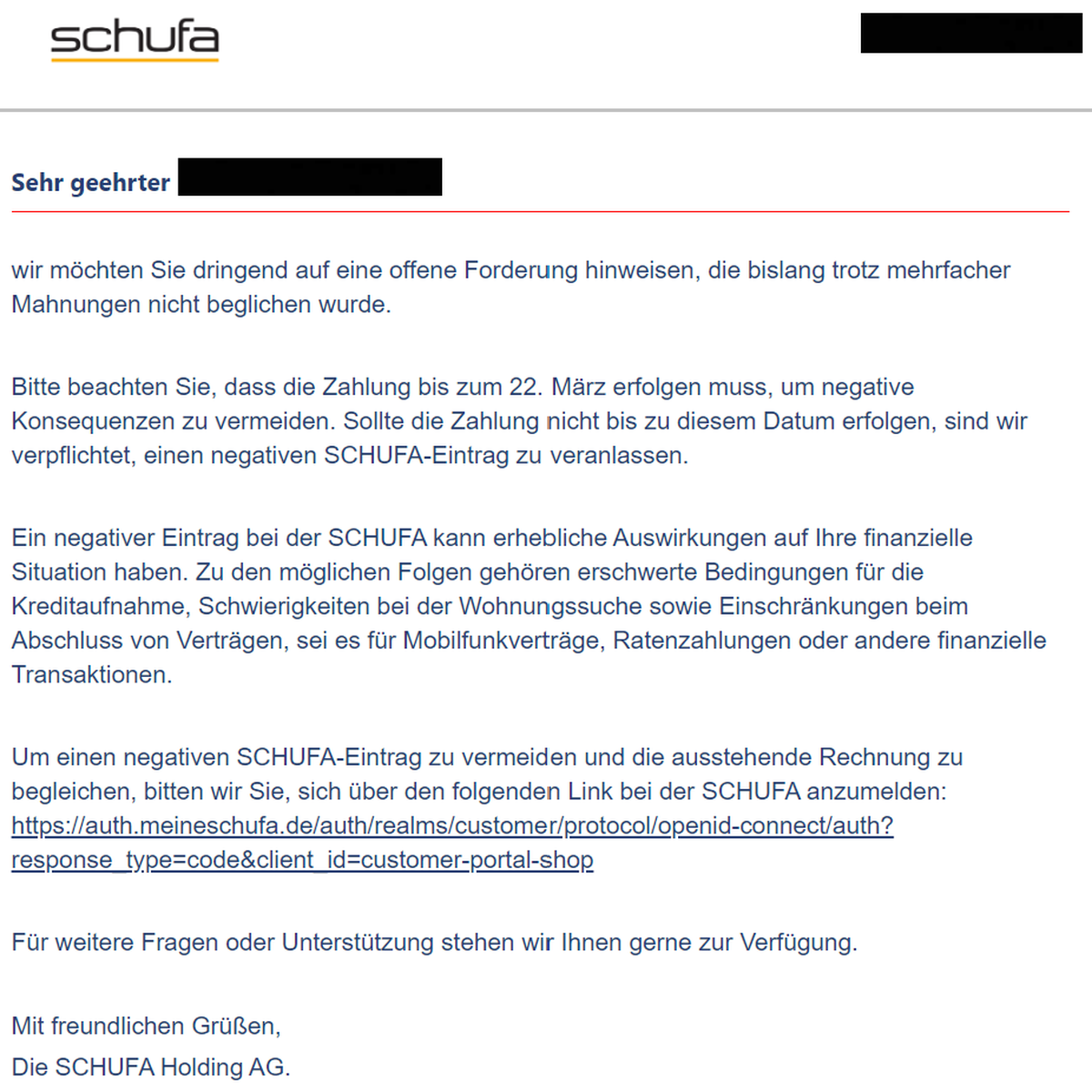 Das ist die Betrugsmail, vor der die Verbraucherzentrale warnt.
