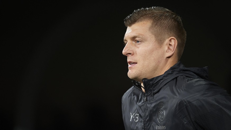 Toni Kroos of Real Madrid prior the La Liga Santander match between Real Madrid CF and FC Barcelona at Estadio Santiago Bernabeu on March 20, 2022 in Madrid, Spain. (Photo by Jose Breton/Pics Action/N ...