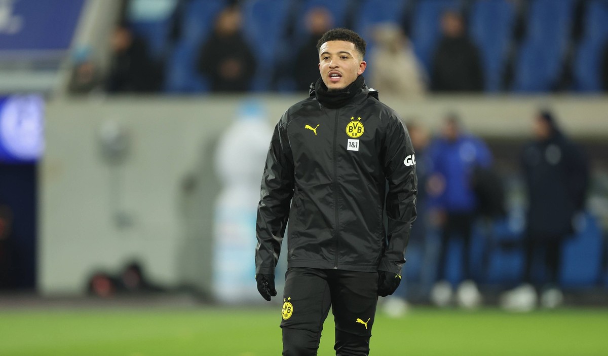 13.01.2024, xdcx, Fussball Bundesliga, SV Darmstadt 98 - Borussia Dortmund, emonline, emspor, despor, v.l., Jadon Sancho Borussia Dortmund DFL/DFB REGULATIONS PROHIBIT ANY USE OF PHOTOGRAPHS AS IMAGE ...