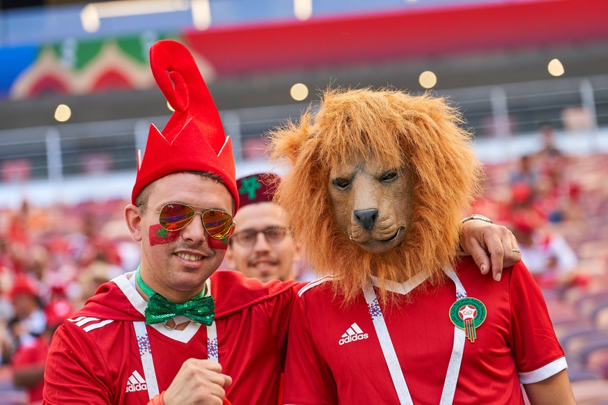 Portugal - Morocco, Soccer, Moscow, June 20, 2018 fans, supporters, spectators, club flags, celebration. PORTUGAL - MOROCCO 1-0 FIFA World Cup WM Weltmeisterschaft Fussball 2018 RUSSIA, Group stage ,  ...