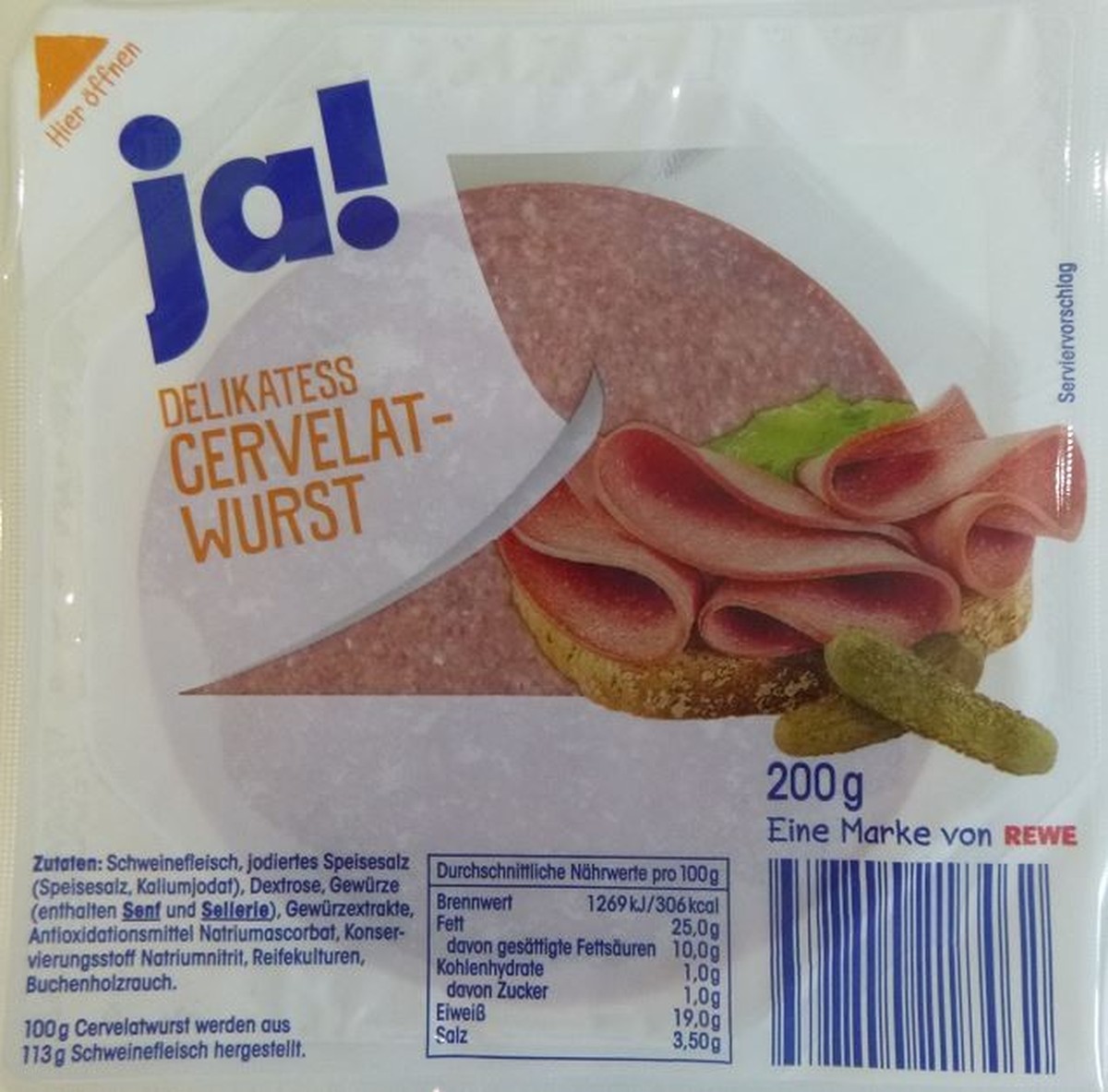 Die delikatess Cervelat-Wurst der Marke "ja!" wurde zurückgerufen.