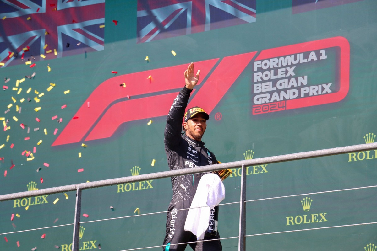 July 28, 2024, Spa, Monte Carlo, Belgium: GEORGE RUSSELL disqualified from the 2024 Belgian Grand Prix after winning the race ahead of teammate LEWIS HAMILTON, and Mclaren s OSCAR PIASTRI. LEWIS HAMIL ...