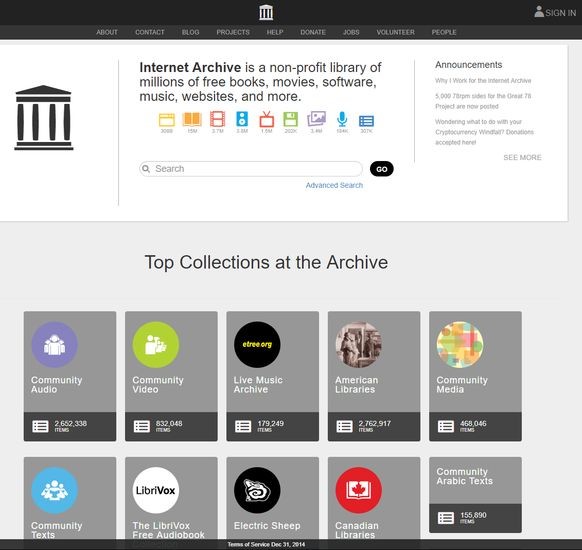Das Internet Archive ist eine gewaltige Online-Bibliothek, die Millionen frei verfügbarer Bücher, Filme, Songs, Software, Games, Webseiten und mehr für die Nachwelt archiviert.