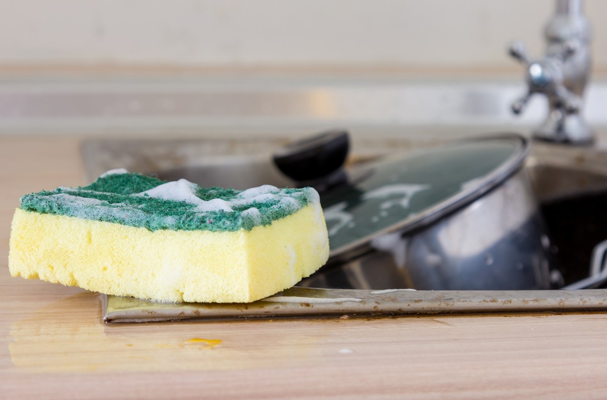 Clean sponge in dirty sink