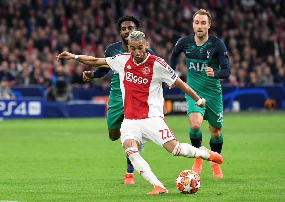 Soccer Football - Champions League Semi Final Second Leg - Ajax Amsterdam v Tottenham Hotspur - Johan Cruijff Arena, Amsterdam, Netherlands - May 8, 2019 Ajax's Hakim Ziyech shoots at goal REUTER ...