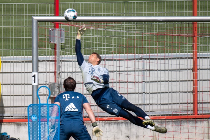 Manuel Neuer Bayern, Training FC Bayern Muenchen, Fussball, 1.Bundesliga, 24.04.2020 Muenchen Bayern Deutschland *** Manuel Neuer Bayern , Training FC Bayern Muenchen, Soccer, 1 Bundesliga, 24 04 2020 ...