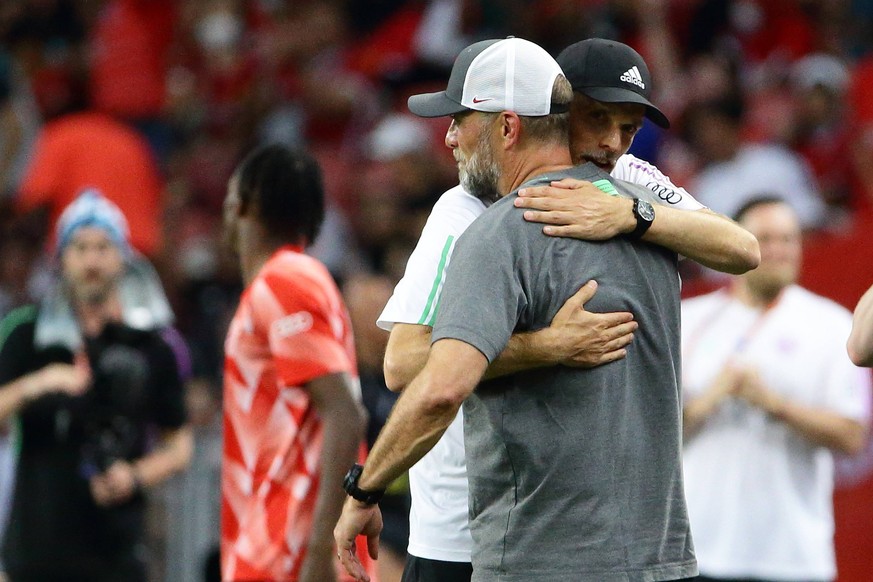 Liverpool FC v Bayern Munchen - Pre-Season Friendly Thomas Tuchel, head coach of Bayern Munich and Jurgen Klopp, manager of Liverpool during the pre-season friendly match between Bayern Munich and Liv ...