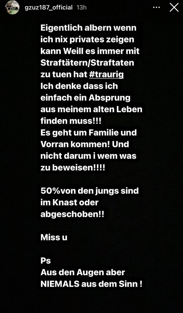 Der Rapper teilte diese Nachricht auf seinem Instagram-Account.