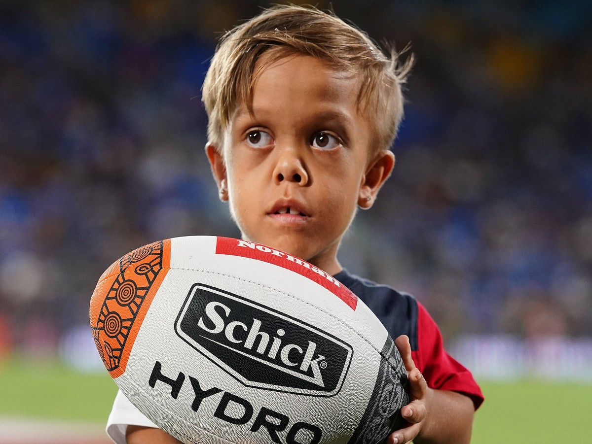 NRL INDIGENOUS MAORI ALL STARS, Quaden Bayles, 9, poses for a photograph during the NRL Indigenous All-Stars vs Maori Kiwis match at CBus Super Stadium on the Gold Coast, Saturday, February 22, 2020. ...