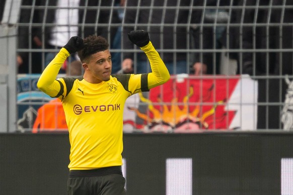 Dortmund, Germany 13.04.2019, 1. Bundesliga, 29. Spieltag, BV Borussia Dortmund - 1. FSV Mainz 05, Tor zum 2:0, Torschuetze Jadon Sancho (BVB) jubelt ( DeFodi053 *** Dortmund Germany 13 04 2019 1 Bund ...