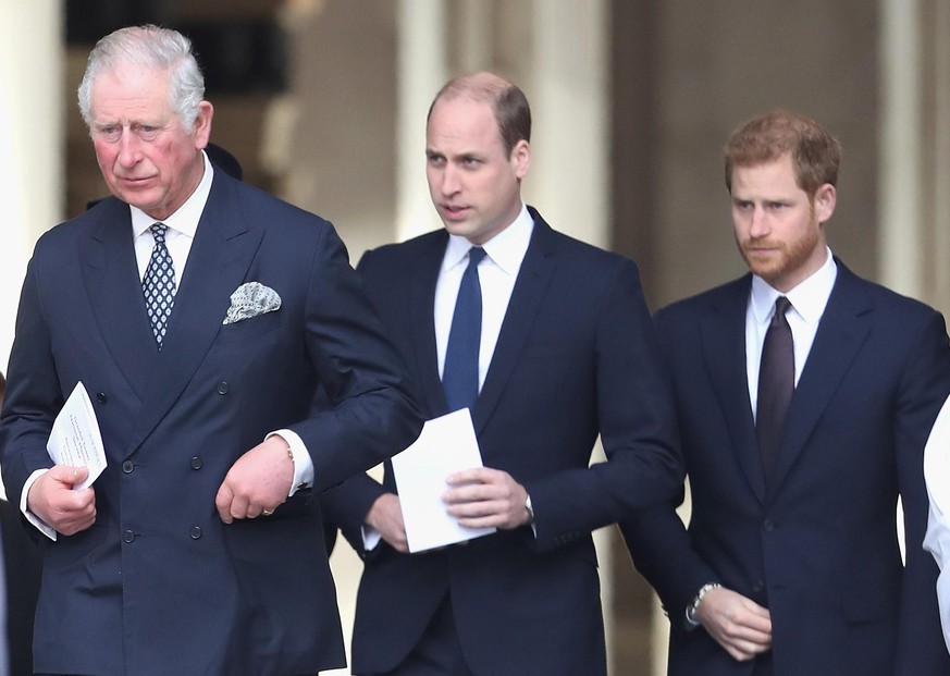 LONDON, ENGLAND - DECEMBER 14: Camilla, Duchess of Cornwall, Prince Charles, Prince of Wales, Prince William, Duke of Cambridge and Prince Harry leave the Grenfell Tower National Memorial Service held ...