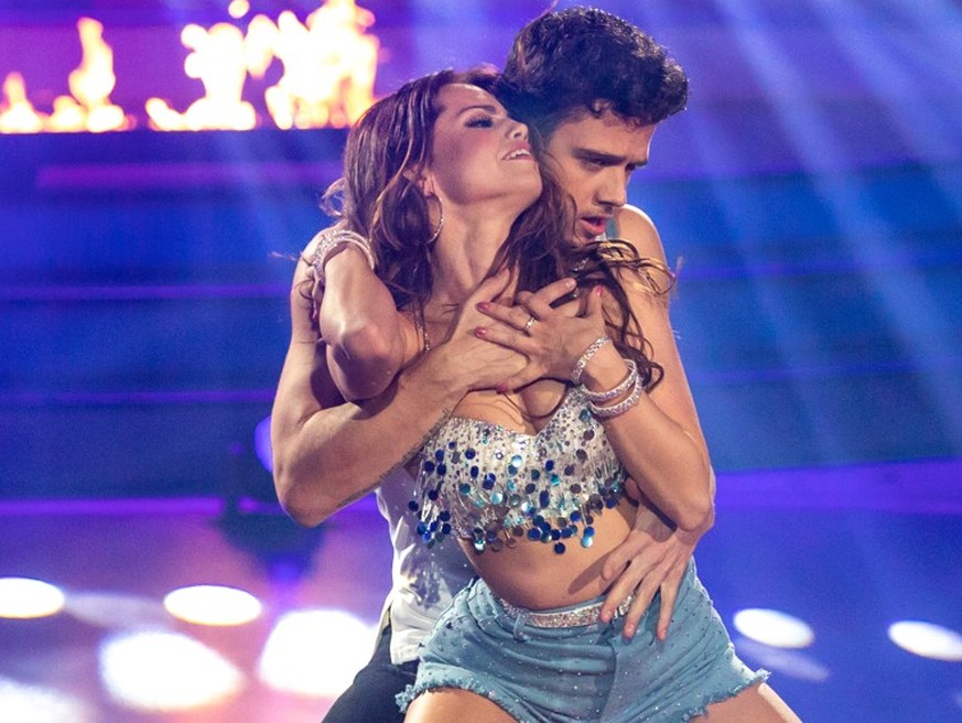 COLOGNE, GERMANY - FEBRUARY 28: Luca Haenni and Christina Luft perform on stage during the 1st show of the 13th season of the television competition &quot;Let&#039;s Dance&quot; on February 28, 2020 i ...