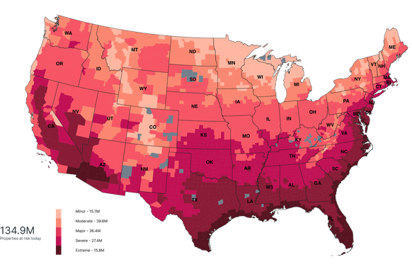 Die Karte zeigt, in welchen US-Bundesstaaten es am heißesten wird.