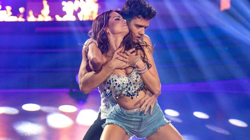 COLOGNE, GERMANY - FEBRUARY 28: Luca Haenni and Christina Luft perform on stage during the 1st show of the 13th season of the television competition &quot;Let&#039;s Dance&quot; on February 28, 2020 i ...