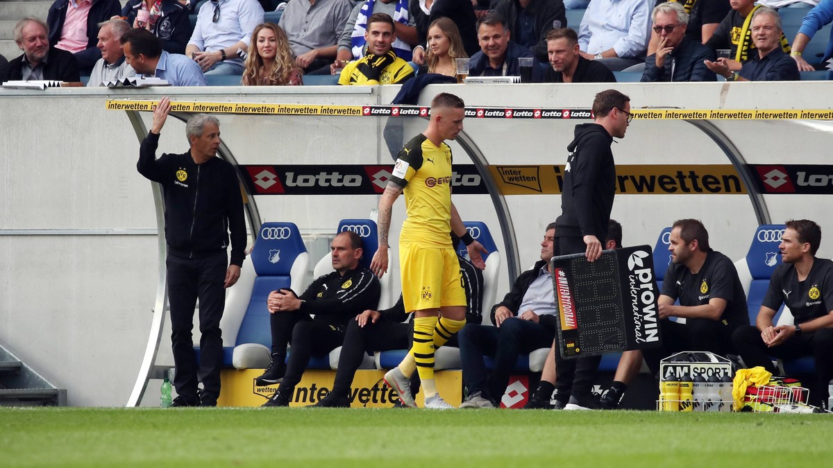 TSG 1899 Hoffenheim - Borussia Dortmund Deutschland, Sinsheim, 22.09.2018, Fussball, Bundesliga, Saison 2018/2019, 4. Spieltag, TSG 1899 Hoffenheim - Borussia Dortmund: v.l. Lucien Favre (Trainer Boru ...
