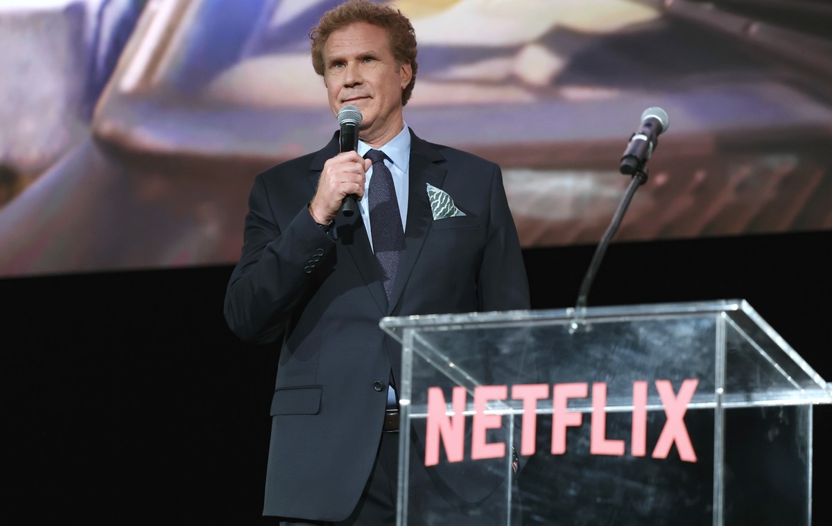 LOS ANGELES, CALIFORNIA - SEPTEMBER 19: Will Ferrell speaks onstage during Netflix&#039;s &quot;Will &amp; Harper&quot; LA Premiere at The Egyptian Theatre Hollywood on September 19, 2024 in Los Angel ...