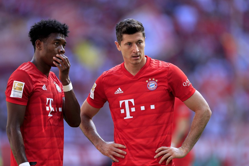 LEWANDOWSKI Robert Team FC Bayern Muenchen Mit ALABA David DFL Fussball Bundesliga Saison 2019-2020 Spiel FC Bayern Muenchen - Mainz 05 am 31. August 2019 in der Allianzarena DFL REGULATIONS PROHIBIT  ...