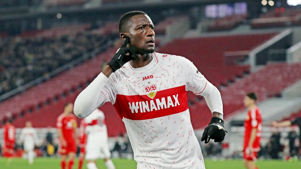 08.03.24 VfB Stuttgart - 1. FC Union Berlin Deutschland, Stuttgart, 08.03.2024, Fussball, Bundesliga, VfB Stuttgart - 1. FC Union Berlin: Serhou Guirassy VfB Stuttgart Jubel Tor 1:0 Guirassy. *** 08 0 ...