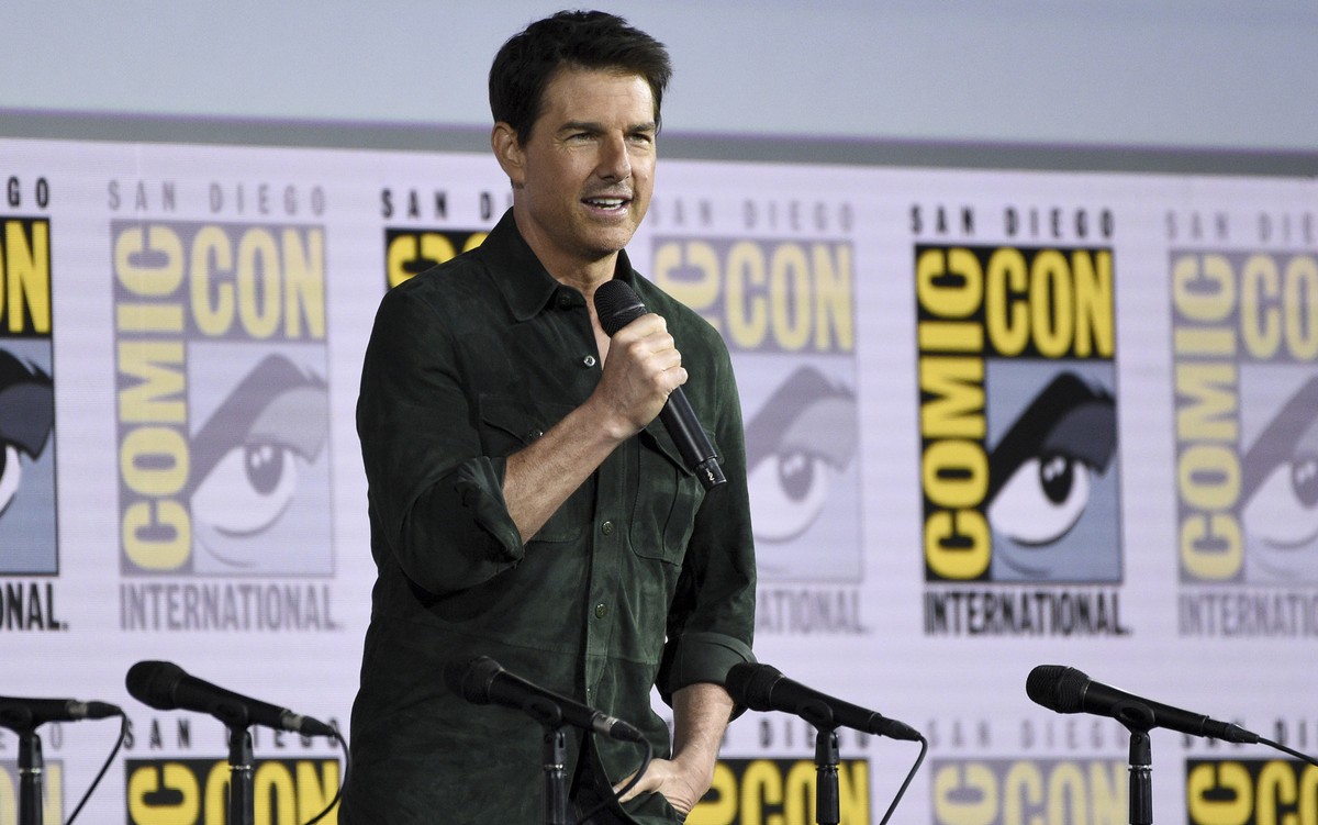 Tom Cruise presents a clip from "Top Gun: Maverick" on day one of Comic-Con International on Thursday, July 18, 2019, in San Diego. (Photo by Chris Pizzello/Invision/AP)