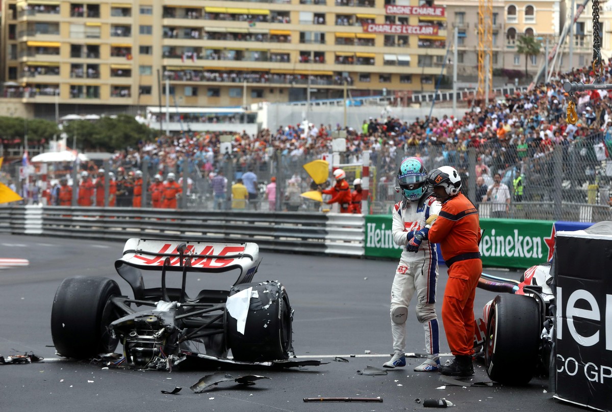 ©PHOTOPQR/NICE MATIN/Jean François Ottonello ; Monaco ; 29/05/2022 ; 79eme Grand prix de Monaco - Formule 1 - Course - CRASH 47 Mick SCHUMACHER DEU Haas F1 Team