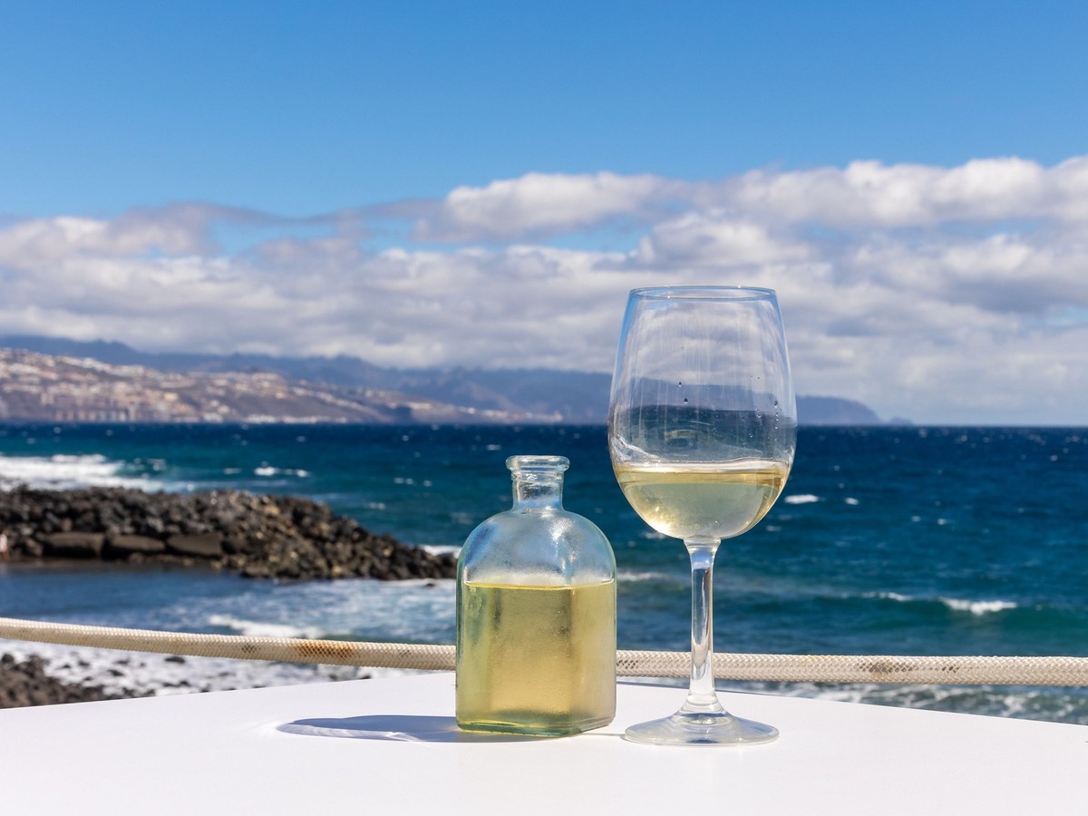 A glass of wine in the Socorro en Guimar beach in Tenerife