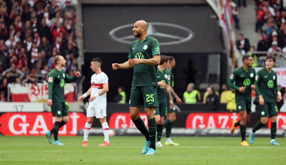 30.04.22 VfB Stuttgart - VfL Wolfsburg Deutschland, Stuttgart, 30.04.2022, Fussball, Bundesliga, VfB Stuttgart - VfL Wolfsburg: John Anthony Brooks VfL Wolfsburg Jubel Tor 0:1 Brooks. *** 30 04 22 VfB ...