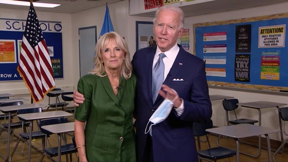 August 18, 2020, USA: In this image from the Democratic National Convention video feed, former United States Vice President Joe Biden, the 2020 Democratic Party nominee for President of the US, right, ...