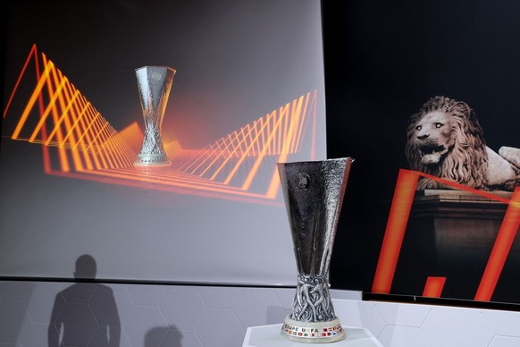 Soccer Football - Europa League - Knockout Round Play-Off Draw - Nyon, Switzerland - November 7, 2022 General view of the Europa League trophy before the draw REUTERS/Denis Balibouse