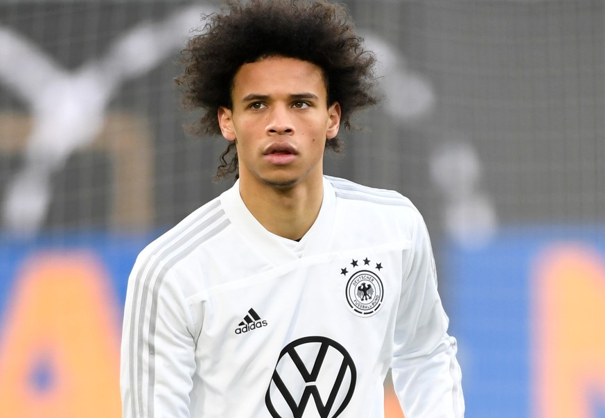 Soccer Football - International Friendly - Germany Training - Volkswagen Arena, Wolfsburg, Germany - March 19, 2019 Germany&#039;s Leroy Sane during training REUTERS/Fabian Bimmer