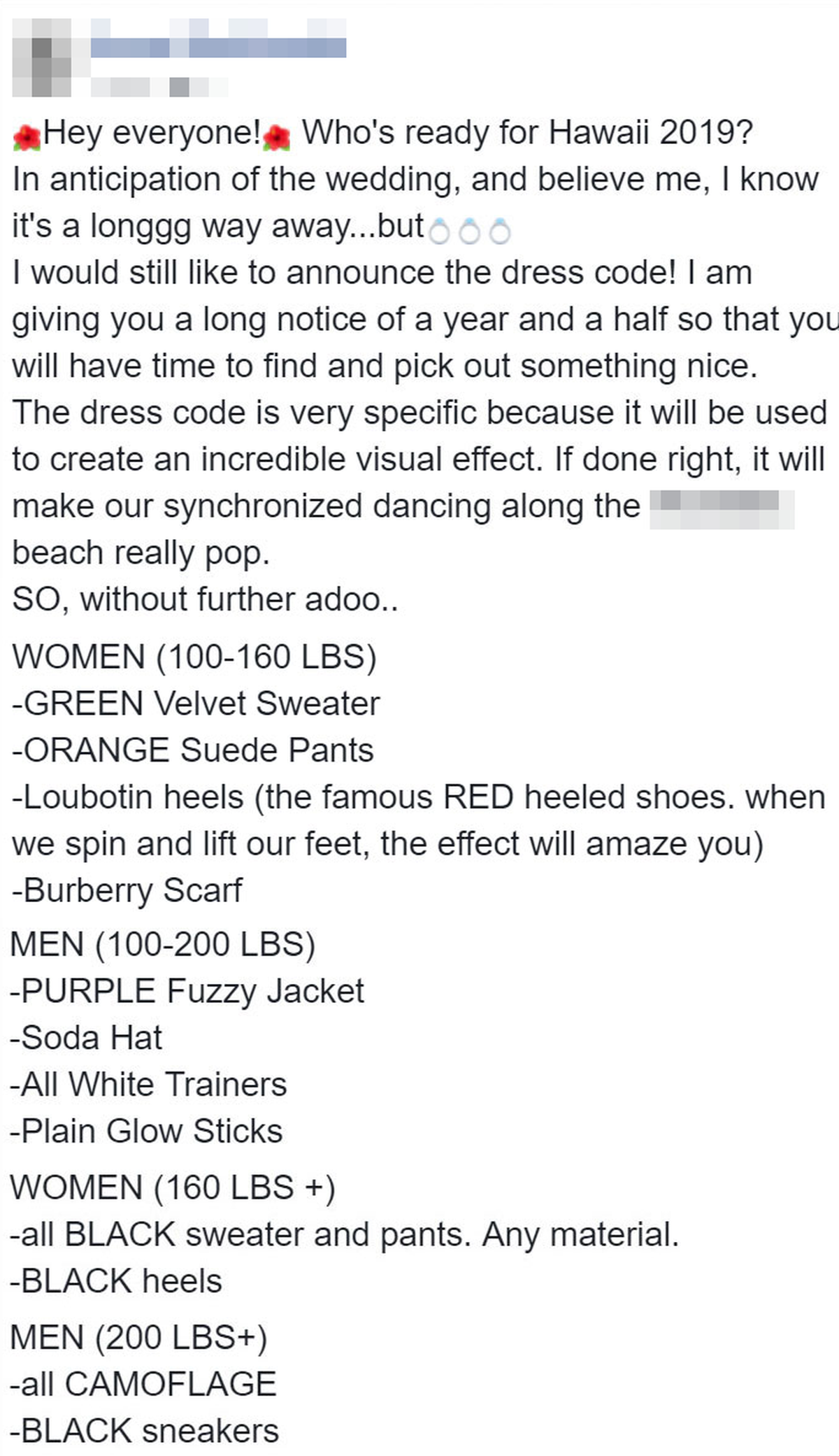 https://www.boredpanda.com/thousand-dollar-wedding-dress-code-invitation-bridezilla-hawaii/

reddit facebook screenshot Hochzeit