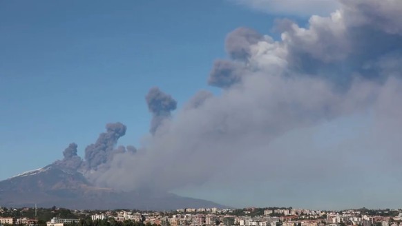 Italy&#039;s Mount Etna spews the ash and smoke in Sicily, Italy December 24, 2018. in this still image from a video obtained by Reuters TV on December 24, 2018. REUTERS TV ATTENTION EDITORS - THIS IM ...