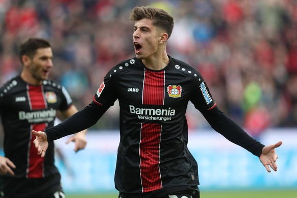 05.05.2019, Fussball, Saison 2018/2019, Bundesliga, 32. Spieltag - Bayer Leverkusen - Eintracht Frankfurt Kai Havertz (Bayer Leverkusen) jubelt DFL REGULATIONS PROHIBIT ANY USE OF PHOTOGRAPHS AS IMAGE ...