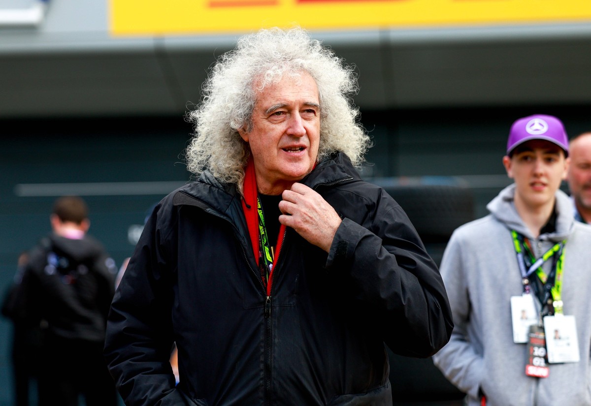 Sir Brian May, F1 Grand Prix of Great Britain at Silverstone Circuit on July 7, 2024 in Silverstone, Great Britain. Photo by HOCH ZWEI Silverstone Great Britain *** Sir Brian May, F1 Grand Prix of Gre ...