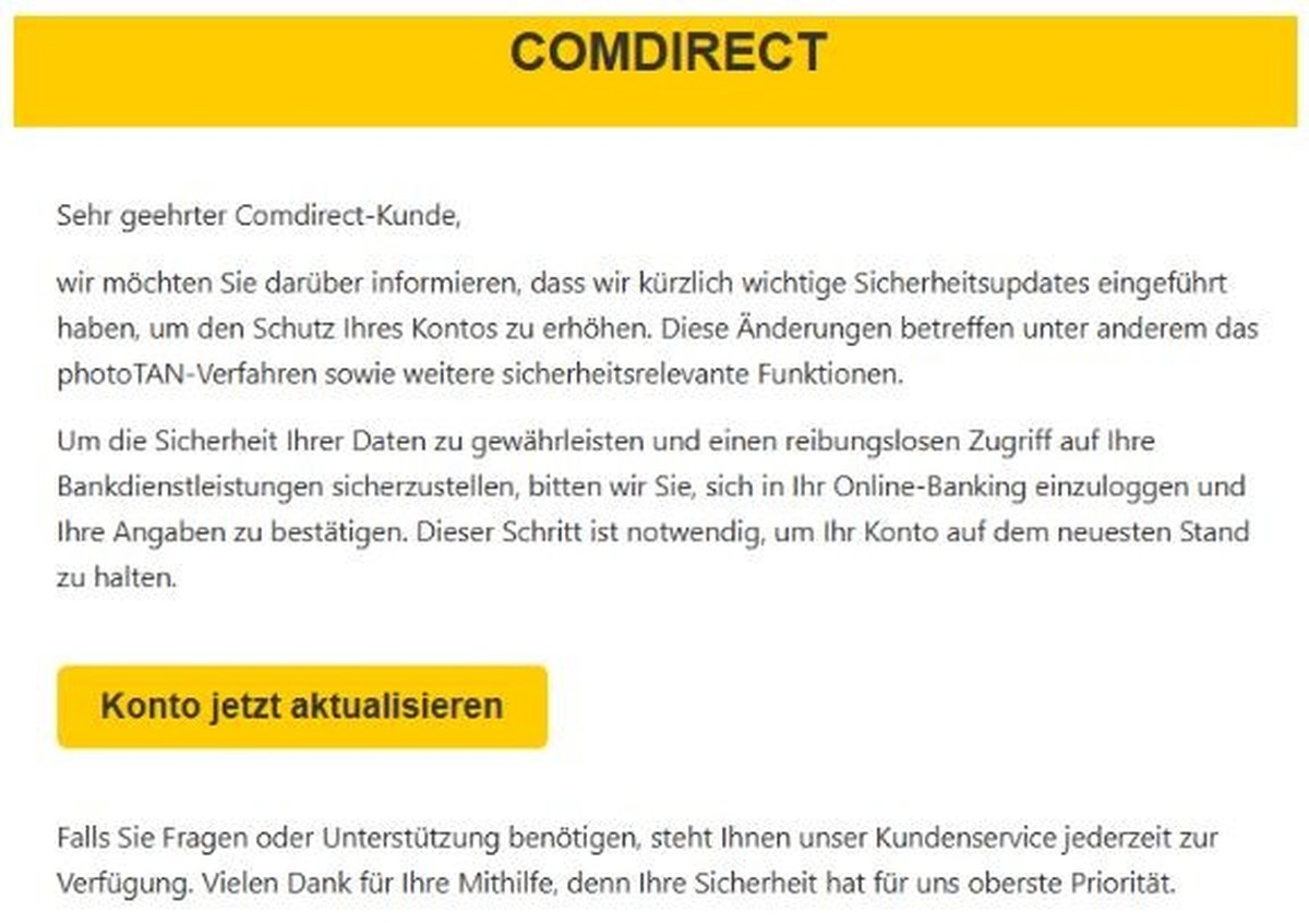 Comdirekt Betrug Mail