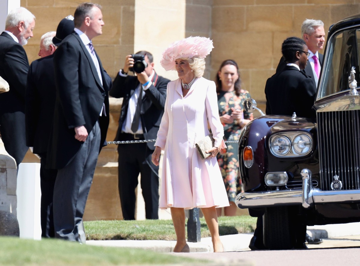 Prince Harry Marries Ms. Meghan Markle - Windsor Castle WINDSOR, ENGLAND - MAY 19: Camilla Duchess of Cornwall arrives at the wedding of Prince Harry to Ms Meghan Markle at St George s Chapel, Windsor ...