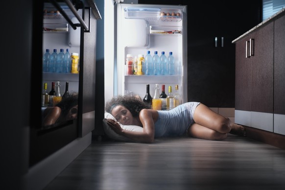 Wenn gar nichts mehr hilft, muss man eben am Kühlschrank übernachten. 