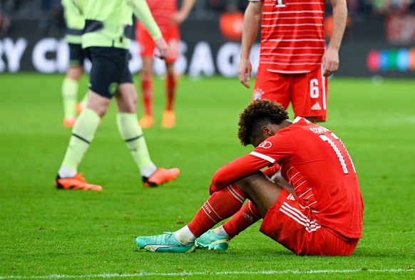 19.04.2023, Bayern, M�nchen: Fu�ball: Champions League, Bayern M�nchen - Manchester City, K.o.-Runde, Viertelfinale, R�ckspiel in der Allianz Arena. Kingsley Coman von M�nchen nach dem Spiel. (zu dpa: ...