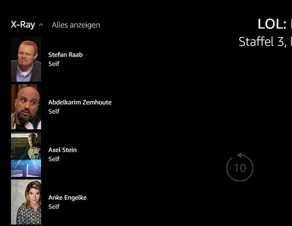 Die X-Ray-Funktion von Amazon Prime Video hält Max Giermann für den echten Stefan Raab.