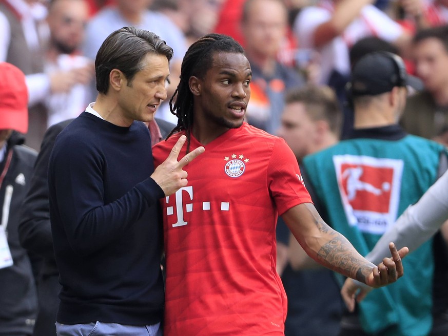 KOVAC Niko Trainer Team FC Bayern Muenchen mit SANCHES Renato DFL Fussball Bundesliga Saison 2018-2019 Spiel FC Bayern Muenchen - Eintracht Frankfurt 5 : 1 am 18. Mai 2019 in der Allianzarena DFL REGU ...