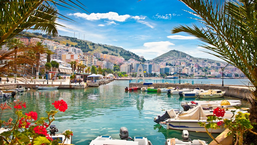 Saranda&#039;s city port at ionian sea. Albania.