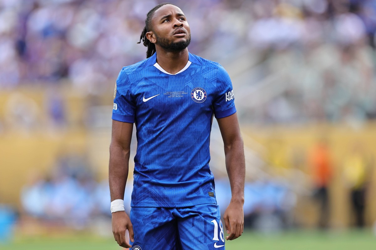 MetLife Stadium Chelsea s Christopher Nkunku during the match between Chelsea and PSG, for the 2025 FIFA Club World Cup Final, at MetLife Stadium this Sunday 13. 30761 Heuler Andrey / SPP PUBLICATIONx ...