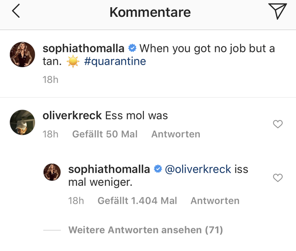 Sophia Thomallas Antwort: Viele weitere Nutzer haben den Kommentar der Moderatorin aufgegriffen.