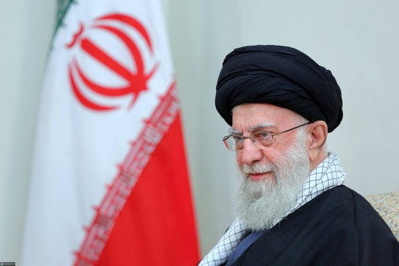 March 28, 2024, Tehran, Iran: Iranian Supreme Leader Ayatollah ALI KHAMENEI talks to Palestinian Islamic Jihad PIJ leader unseen in Tehran. Al-Nakhalah is currently on a visit to Iran, leading a deleg ...
