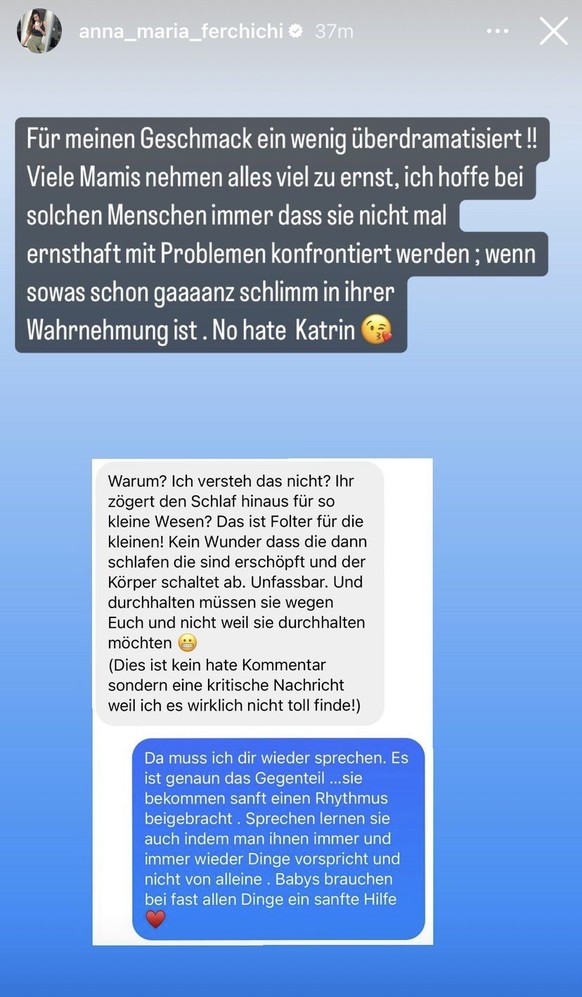 Anna-Maria veröffentlichte die Nachricht einer Nutzerin